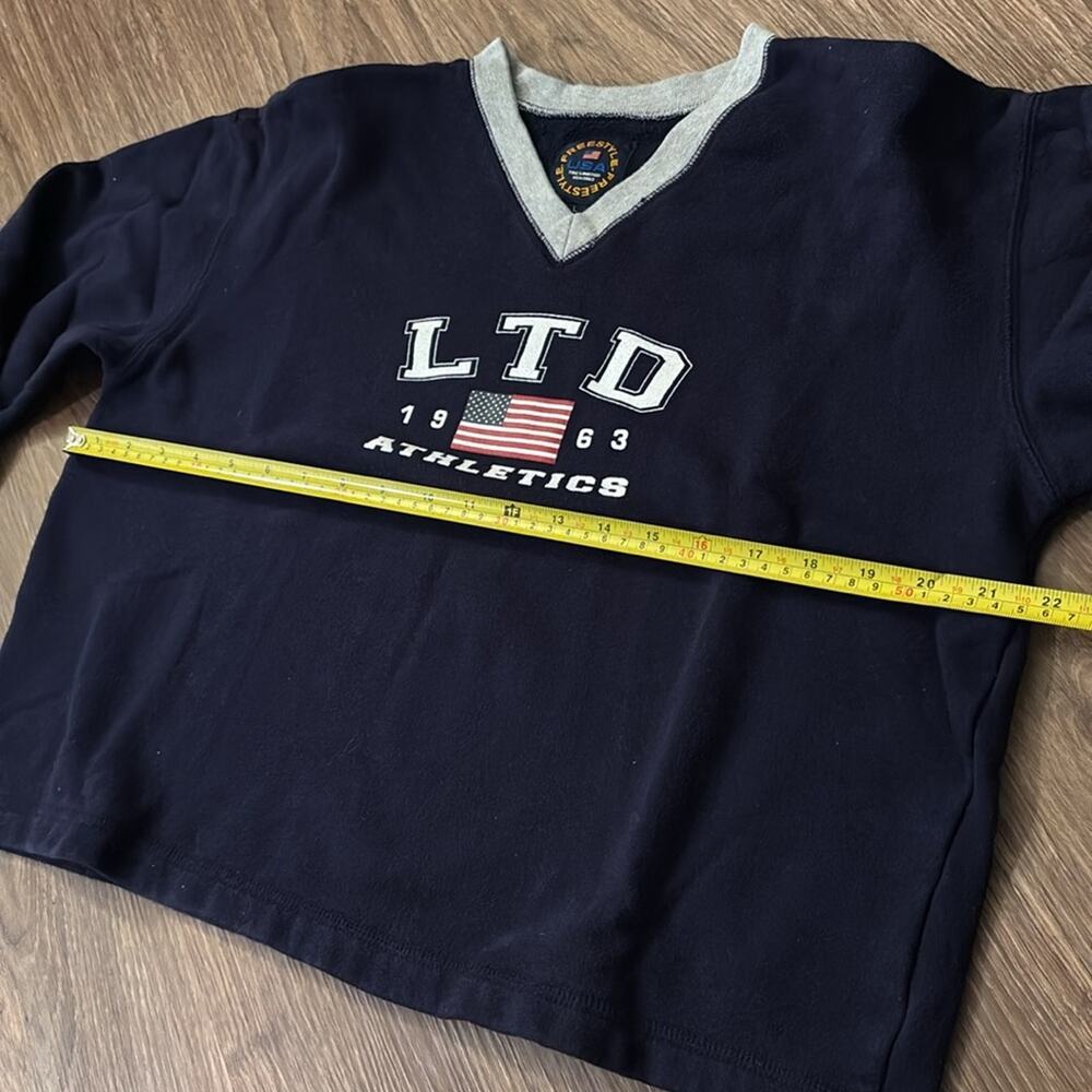 VTG 90s The Limited USA Flag Cropped Sweatshirt Americana Y2K Large LTD - Picture 6 of 7